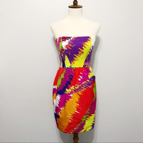 Shoshanna Colorful Strapless Tulip Dress - Picture 5 of 8